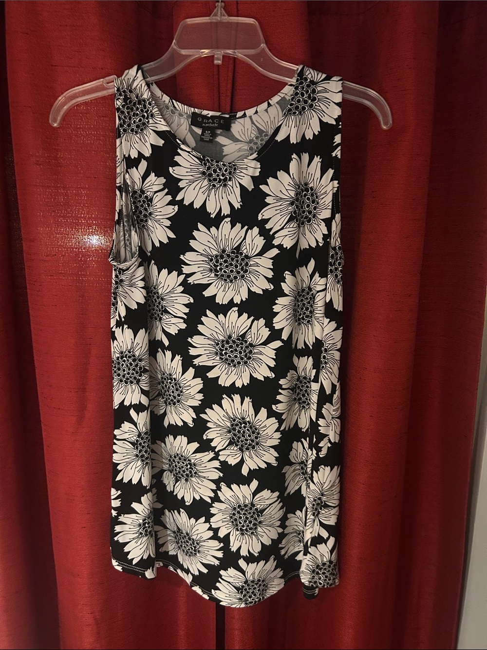 Grace Black & White Floral Sleeveless Tunic